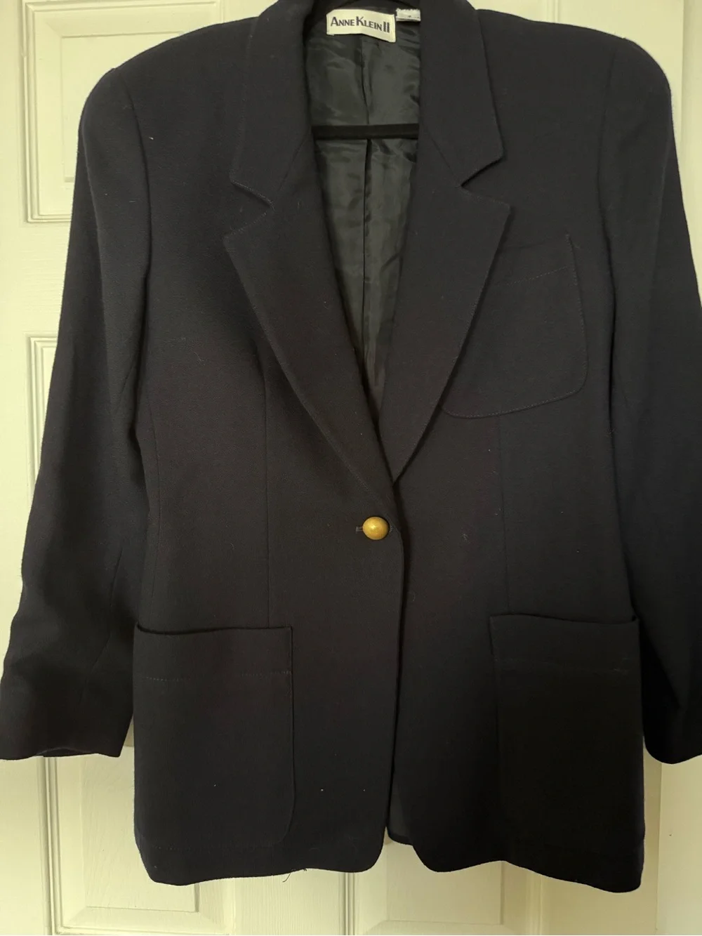 Anne Klein Dark Navy Blazer with Gold Button Accent